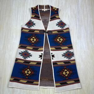 Magnolia Lane Aztec Western Southwest Geometric Knit Sleeveless Sweater Vest M